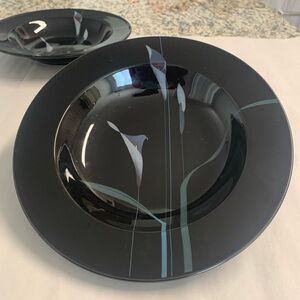 Opus Black by Mikasa Pair of Large Rim Soup Cereal Bowls